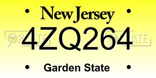 4ZQ264 New Jersey License Plate