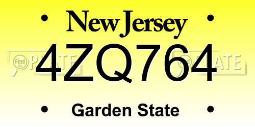 4ZQ764 New Jersey License Plate