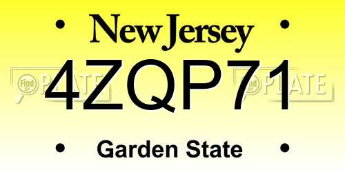 4ZQP71 New Jersey License Plate