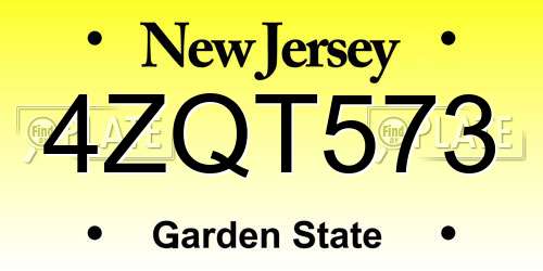 4ZQT573 New Jersey License Plate