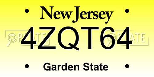 4ZQT64 New Jersey License Plate