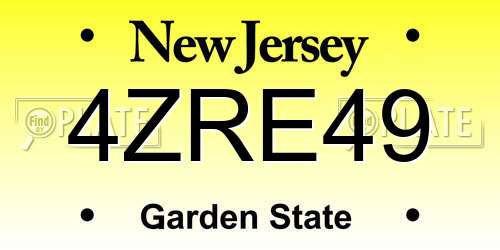 4ZRE49 New Jersey License Plate