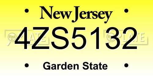 4ZS5132 New Jersey License Plate