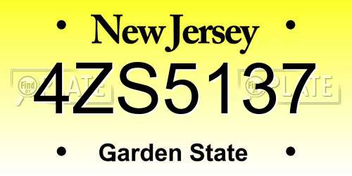 4ZS5137 New Jersey License Plate