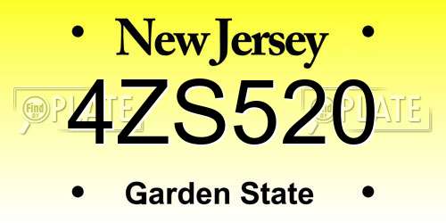 4ZS520 New Jersey License Plate