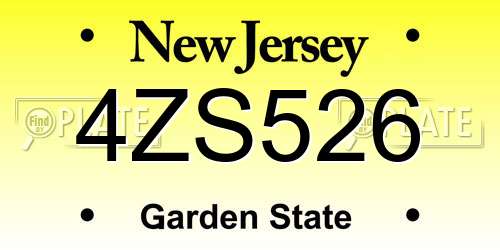 4ZS526 New Jersey License Plate