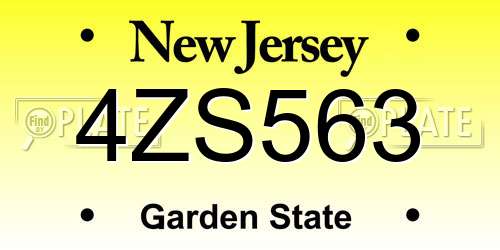 4ZS563 New Jersey License Plate