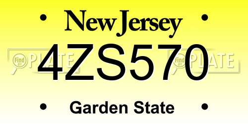 4ZS570 New Jersey License Plate