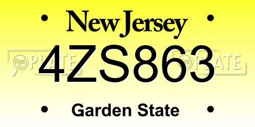 4ZS863 New Jersey License Plate