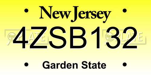 4ZSB132 New Jersey License Plate