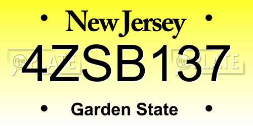 4ZSB137 New Jersey License Plate