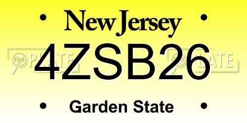 4ZSB26 New Jersey License Plate