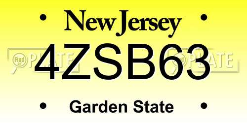 4ZSB63 New Jersey License Plate