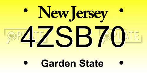 4ZSB70 New Jersey License Plate
