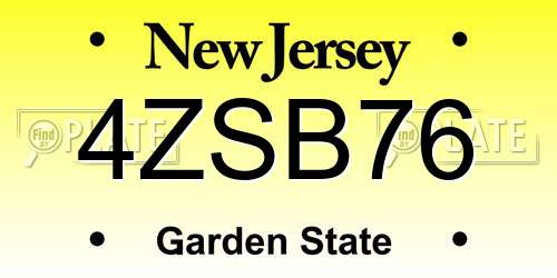 4ZSB76 New Jersey License Plate