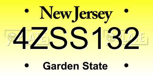 4ZSS132 New Jersey License Plate