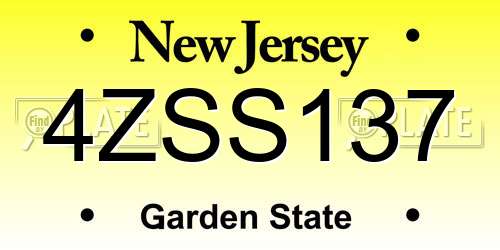 4ZSS137 New Jersey License Plate