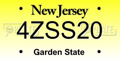 4ZSS20 New Jersey License Plate