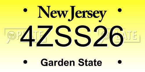 4ZSS26 New Jersey License Plate