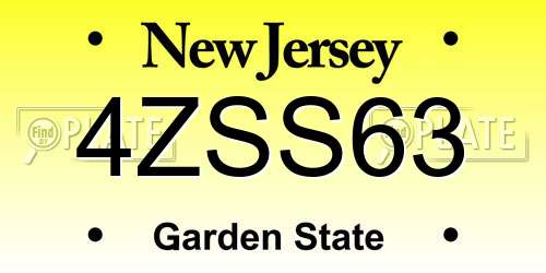 4ZSS63 New Jersey License Plate