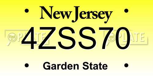 4ZSS70 New Jersey License Plate