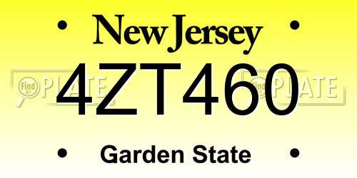 4ZT460 New Jersey License Plate