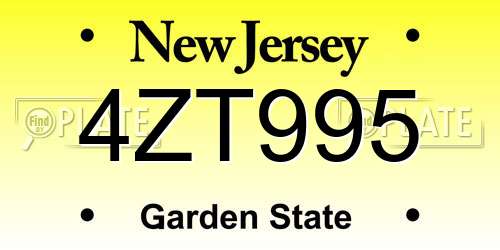 4ZT995 New Jersey License Plate