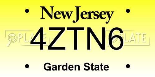 4ZTN6 New Jersey License Plate