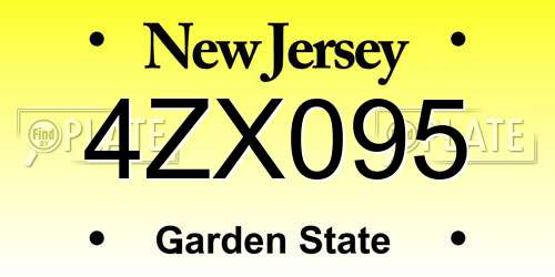 4ZX095 New Jersey License Plate