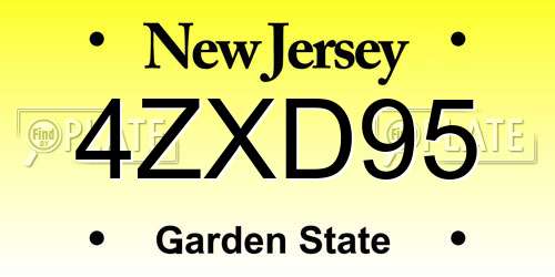 4ZXD95 New Jersey License Plate