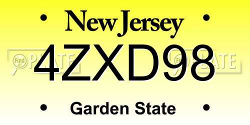 4ZXD98 New Jersey License Plate