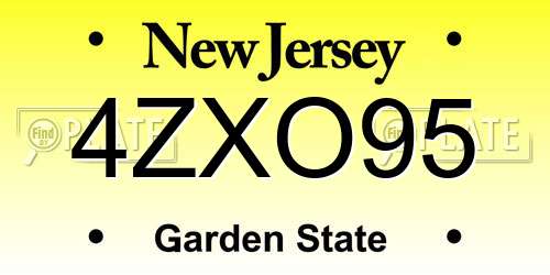 4ZXO95 New Jersey License Plate