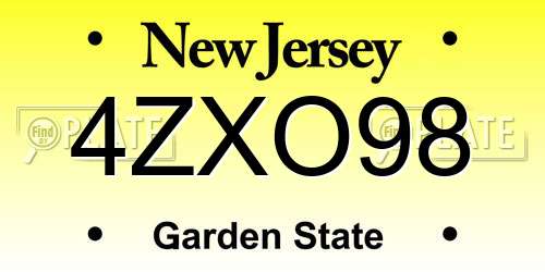 4ZXO98 New Jersey License Plate