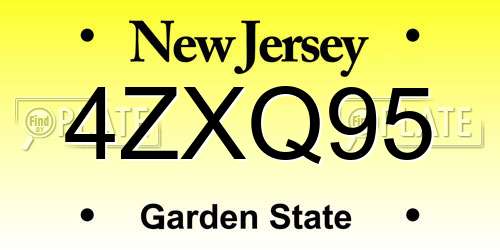 4ZXQ95 New Jersey License Plate