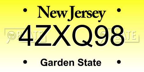4ZXQ98 New Jersey License Plate