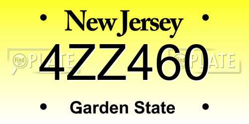 4ZZ460 New Jersey License Plate