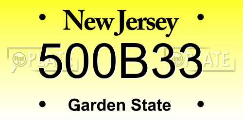 500B33 New Jersey License Plate