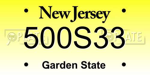 500S33 New Jersey License Plate