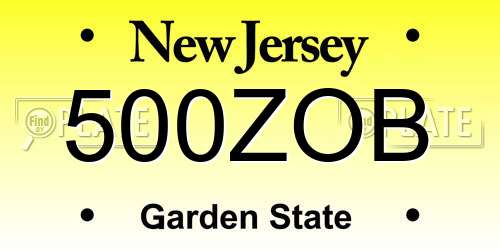 500ZOB New Jersey License Plate