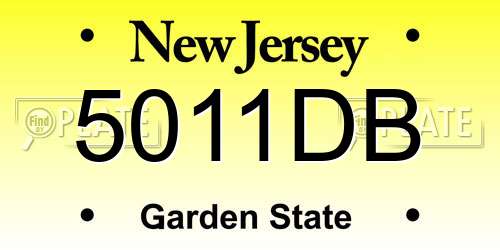 5011DB New Jersey License Plate