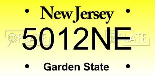 5012NE New Jersey License Plate