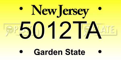 5012TA New Jersey License Plate