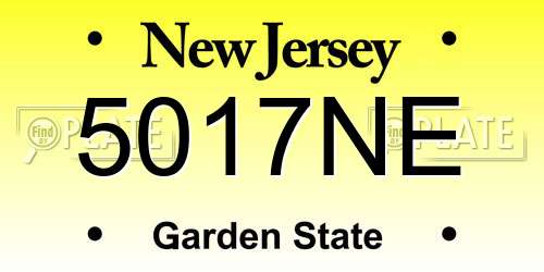 5017NE New Jersey License Plate