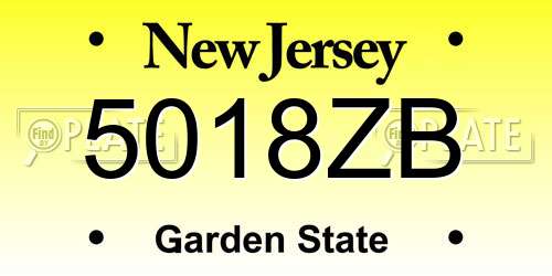 5018ZB New Jersey License Plate