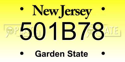 501B78 New Jersey License Plate