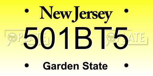 501BT5 New Jersey License Plate