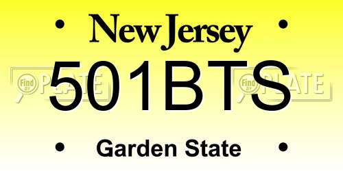 501BTS New Jersey License Plate