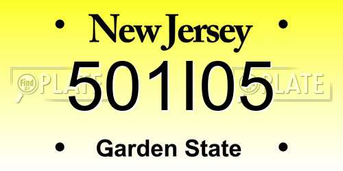 501I05 New Jersey License Plate