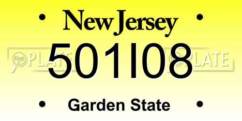 501I08 New Jersey License Plate