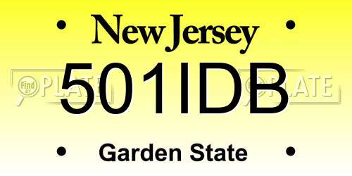 501IDB New Jersey License Plate